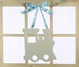 Painted Wooden Choo Choo Train with Blue Star Ribbon Hanger Nursery Decor or Baby Shower Decoration