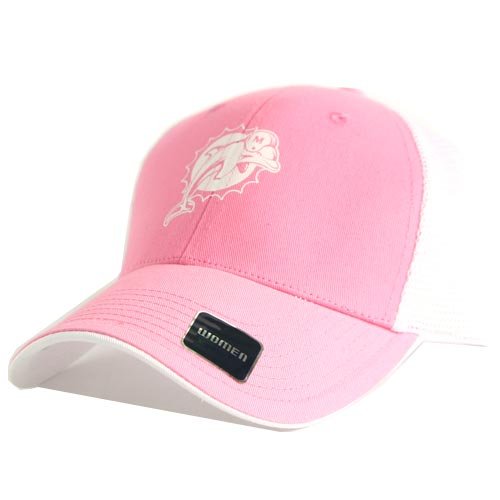 Miami Dolphins Pink Mesh Back Trucker White Logo Adjustable Baseball Hat
