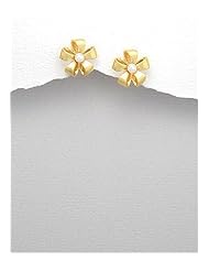 Flower Fresh Water Pearls Earrings In 92.5 Sterling Silver