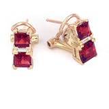 14K Boxed Garnet & Diamond Earrings