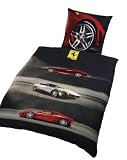 Produkt-Bild: Global Labels G 10 600 F16 150 Renforce Bettw&auml;sche FERRARI Streetcar - Serie I 135 x 200 cm Bettbezug und 80 x 80 cm Kissenbezug