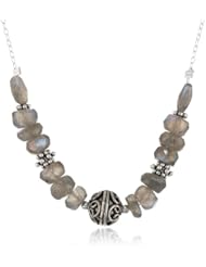 Bead Faceted Labradorite Rondelle and Sterling Silver Chain Necklace, 16"+2" Extender