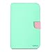 GMYLE(R) Wallet Case Classic for Barnes & Noble Nook HD 7 - Mint Green & Pink Cross Pattern PU Leather Slim Stand Case Cover (with Card Slots and Money Pocket)