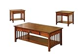 Furniture of America Francia 3-Piece Mission Style Table Set, Antique Oak Finish