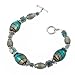 Bracelet - B20 - Handmade Glass & Fire-Polished Beads - Oval Beads - Toggle Closure ~ Teal and Silver