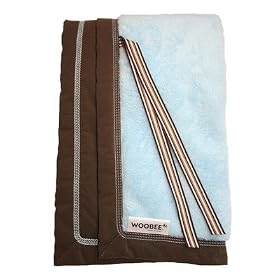 Woobee Plush Weatherproof Blanket with Chocolate Backing and Sky Blue Plush