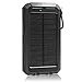 LANIAKEA Solar Charger 10000 mAh, Solar Power Bank with 2 LED Flashlight Dual USB Port Solar Panel Charger Portable for Outdoor Backup for iPhone, iPad, iPod, Cell Phone, Tablet, Camera, Black