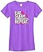 Threadrock Big Girls' Eat Sleep Gymnastics Repeat Fitted T-Shirt M Lavender
