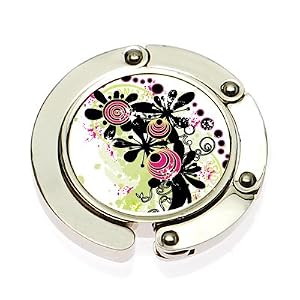 Foldable Purse hanger Designer Collection- Unique Design Chinese Flower- Best quality-Velvet Pouch & Gift Box incl.
