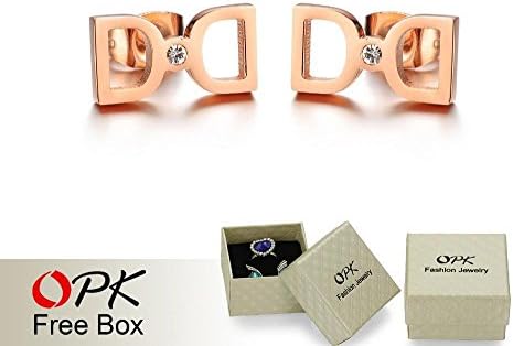 Stars Pavilion Jewelry Box Packing! Fashion Gift Elegant Rose Gold Plated Bowknot Stud Earring With Crystal Full Steel , 270