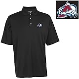 Antigua Men's NHL Colorado Avalanche Exceed Desert Dry Xtra-Lite Short Sleeve Polo, Black, X-Large