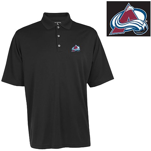 Antigua Men's NHL Colorado Avalanche Exceed Desert Dry Xtra-Lite Short Sleeve Polo, Black, X-Large