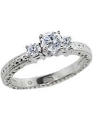 0.74 Ct Round G/H I1 Diamond 18K White Gold 3-Stone Ring