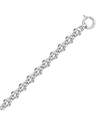 14K Sterling Silver Knot Chain Rhodium Plated Bracelet