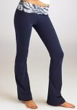 Hard Tail Roll-Down Pants with Patterned Contrast Waist Loungewear