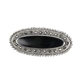 STERLING SILVER BROOCH 20X42mm - Marcasite