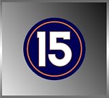 Number # 15 Round Design Football Vinyl Decal Bumper Sticker 5" X 5"