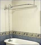 Chrome Add-on Shower Set for Clawfoot Tub - Gooseneck Faucet, Riser, and Shower Rod