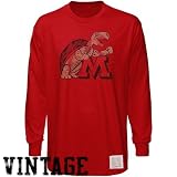 Original Retro Brand Maryland Terrapins Red Vintage Throwback Team Logo Long Sleeve Premium T-shirt