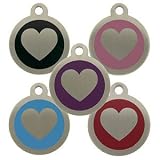 Personalised Engraved 32mm Stainless Steel Pet ID Tag Dog Heart Design