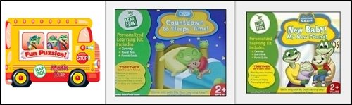 LeapFrog Learning Games and Puzzle Collection: Math Whiz Learning Bus (Tray Puzzle) - 2 Interactive LeapFrog Game Cartridge Book: Countdown to Sleepy Time! and New Baby My New Friend!