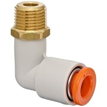 SMC KQ2L07-34A PBT & Brass Push-to-Connect Tube Fitting, 90 Degree Elbow, 1/4" Tube OD x 1/8" NPT Male