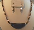 Brown & Gold Swarovski Pearls with Agate Pendant & Black Onyx