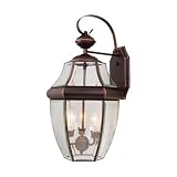 Calvin - 3 Light Large Outdoor Wall Lighting Fixture - Burnished Bronze - Clear Beveled Glass - B7532