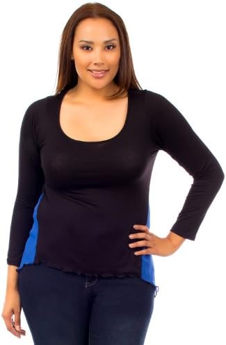 Haute 18 Plus Size Sheer Back High-Low Long Sleeve Blouse