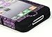 Bastex Heavy Duty Hybrid Case for iPhone 4, 4s, 4th Generation - Black Silicone / Purple Swirls & Circles Antique Design Hard Shell
