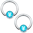 Licensed Aqua White Playboy Captive Ring Set