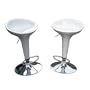 Set of 2 Adjustable Stool with Black Molded Seat and Chrome Base