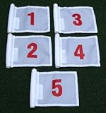 Red Numbered Set (1-5) Red Jr. (8 L x 6 H ) Marker Flags For Golf & Putting Green Applications