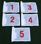 Red Numbered Set (1-5) Red Jr. (8" L x 6" H ) Marker Flags For Golf & Putting Green Applications