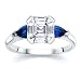 2.01 CT ASSCHER DIAMOND W PEAR BLUE SAPPHIRE RING 18K