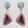 Sterling Silver Earrings with Turquoise and Spiny Oyster, #9733