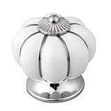 FLOVEME　プルハンドル　引出しドアハンドル　食器棚クローゼット 引き出し　キャビネット　食器棚　セラミックノブ　プル　ノブ　取っ手 取手　ねじ付き (ホワイト)