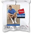 Mens Hanes 6 Pack Cushion Crew Socks - White with Grey Heel and Toe - Hanes Style 184/6