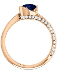 14K Rose Gold 7.00x5.00mm Oval Cut Sapphire and Diamond Ring -- LIFETIME WARRANTY