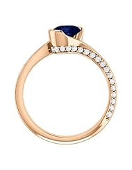 14K Rose Gold 7.00x5.00mm Oval Cut Chatham Created Sapphire and Diamond Ring -- LIFETIME WARRANTY