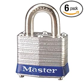 Master Lock 3003CUPK Steel Padlock, Keyed Alike, 1-9/16-Inch, 6-Pack