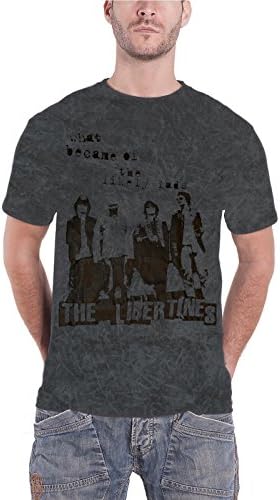 T Shirt Likely Lads Band Logo Official Acid Wash Grey Mens