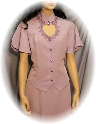 Heart Neck Short Sleeve Bridal Blouse, Lavender