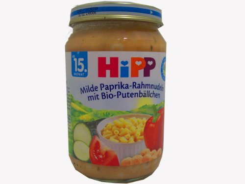 Hipp Milde Paprika-Rahmnudeln mit Bio-Putenb&auml;llchen 275g
