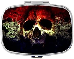 Dia De Los Muertos Suger Skull Custom Fashion Style Stainless Steel Rectangle Pill Box Pill Case Vitamins Organizer or Jewelry Box,Coin Purse