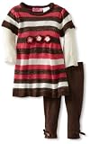 Young Hearts Baby-Girls Infant 2 Piece Striped Flower Legging Set