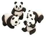 Eco Dome Panda Bears: Realistic 4 piece Animal Figure Set