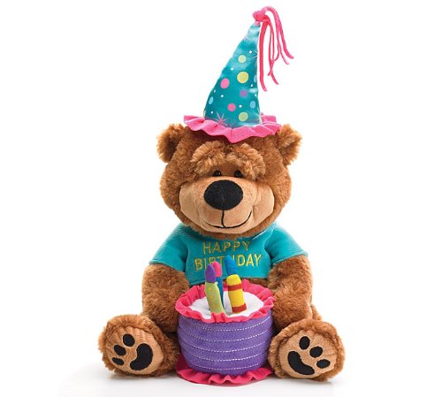 Adorable Happy Birthday Teddy Bear With Cake That Plays "Happy Birthday To You" Great Gift Item