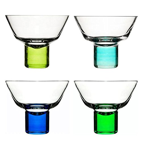 Sagaform 5015925 Hand-blown Martini Glass, Blue/Green, Set of 4