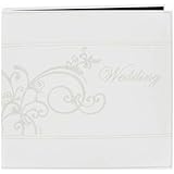 Pioneer 12-Inch by 12-Inch Postbound Embroidered Scroll and "Wedding" Sewn Leatherette Cover Memory Book, Ivory